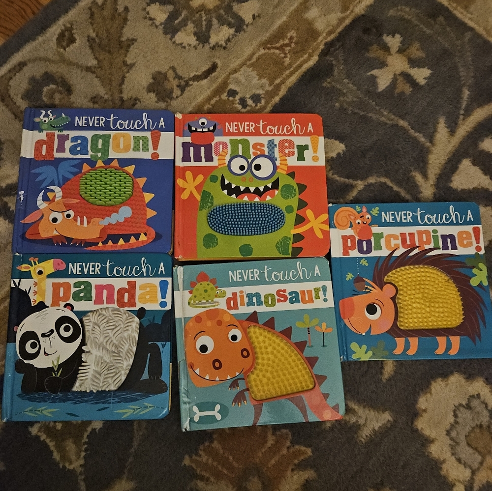 Set Of 5 "Never Touch A" Childrens Textured Interactive Baby Toddler Board Books